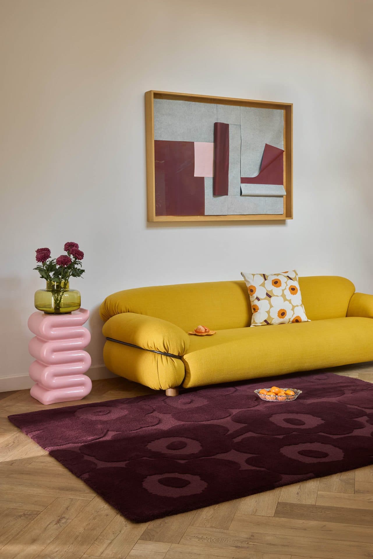Rug Unikko Burgundy burgundy 140x200, wool, Marimekko - 376617