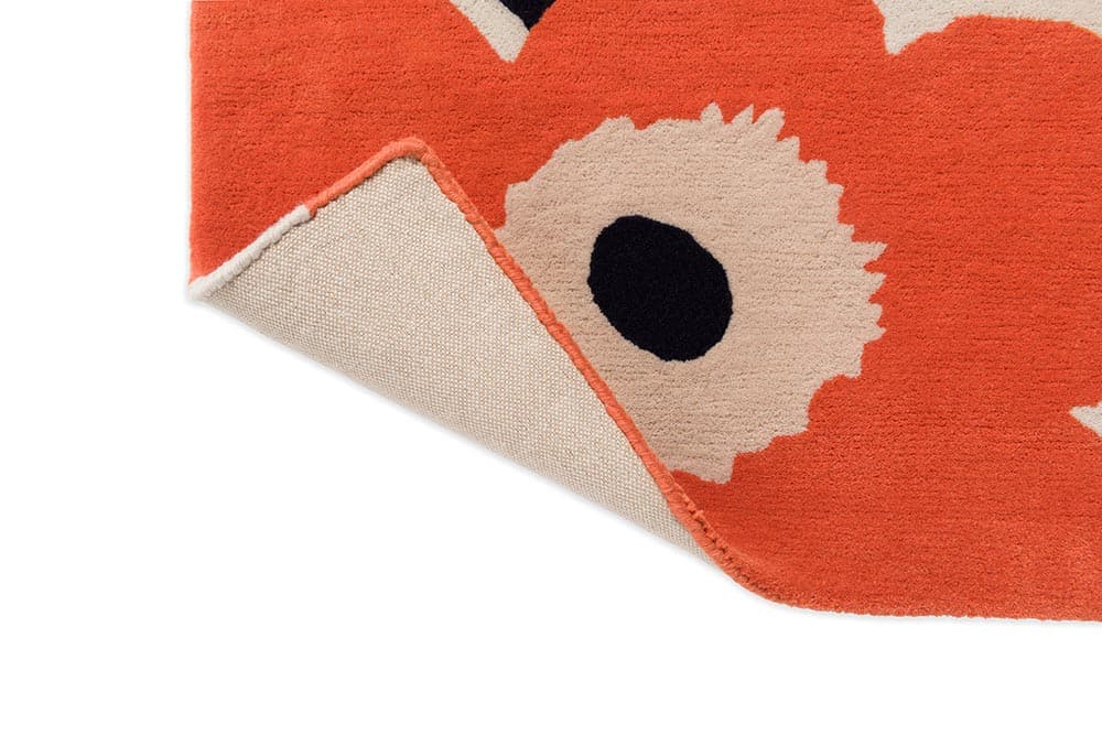Rug Unikko Orange Red beige, black, orange 70x245 cm, wool, Marimekko - 376680