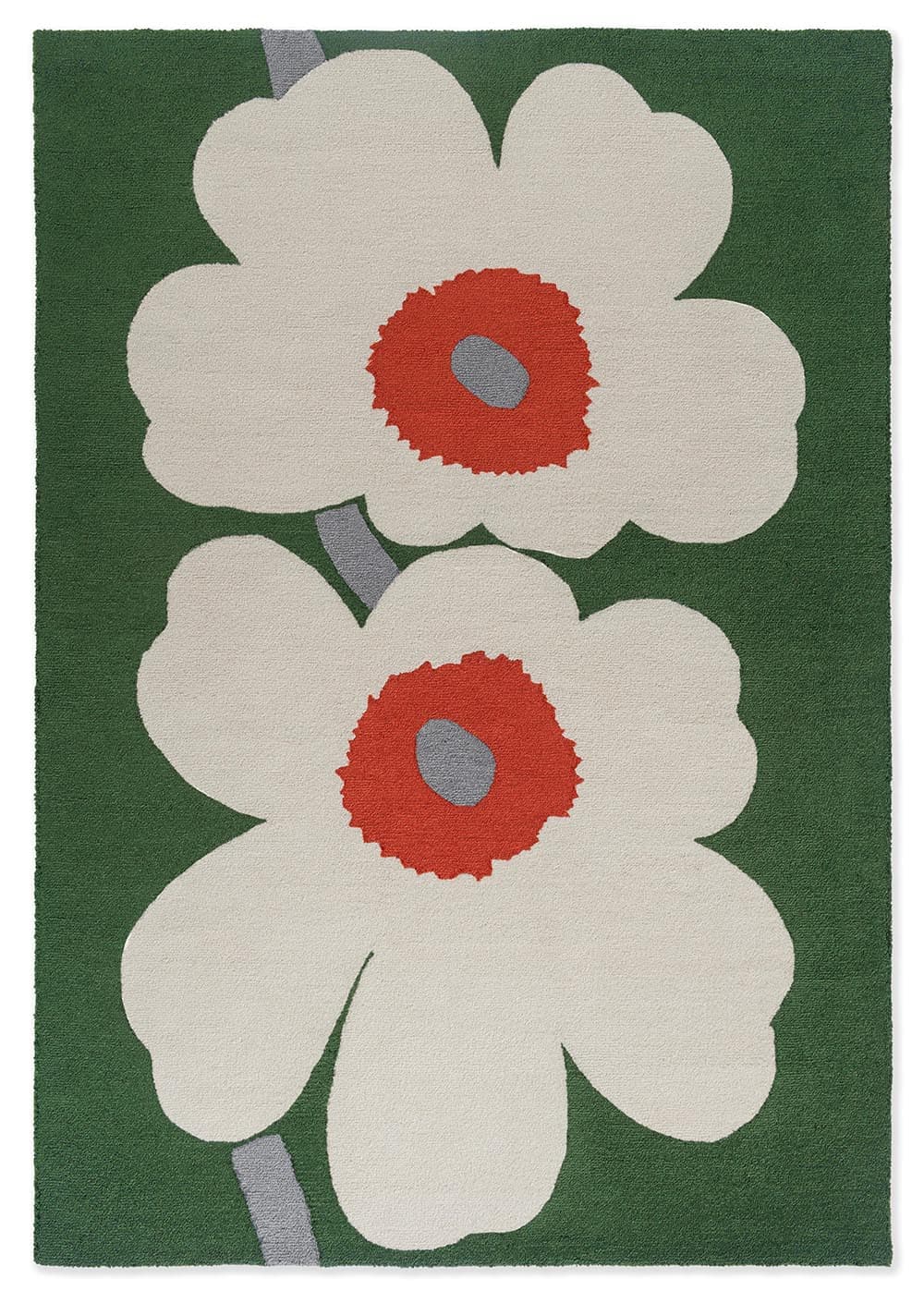 Dywan zewnętrzny Unikko Anniversary Green beżowy, zielony 140x200, Marimekko