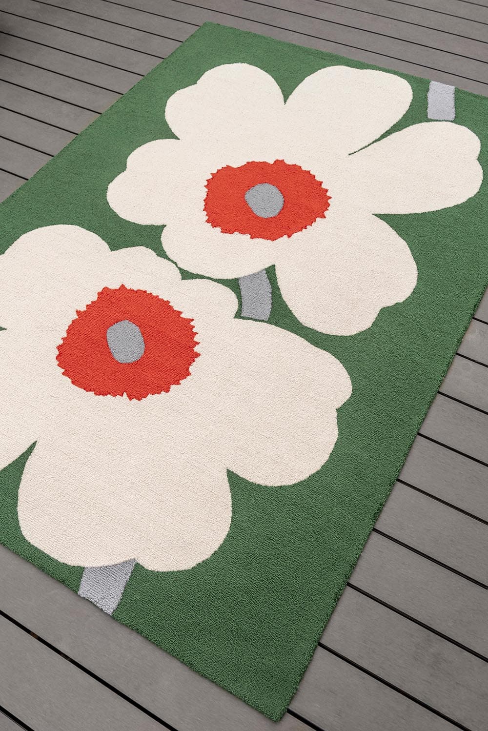Dywan Unikko Anniversary Green beżowy, zielony 250x350, Marimekko - 376799