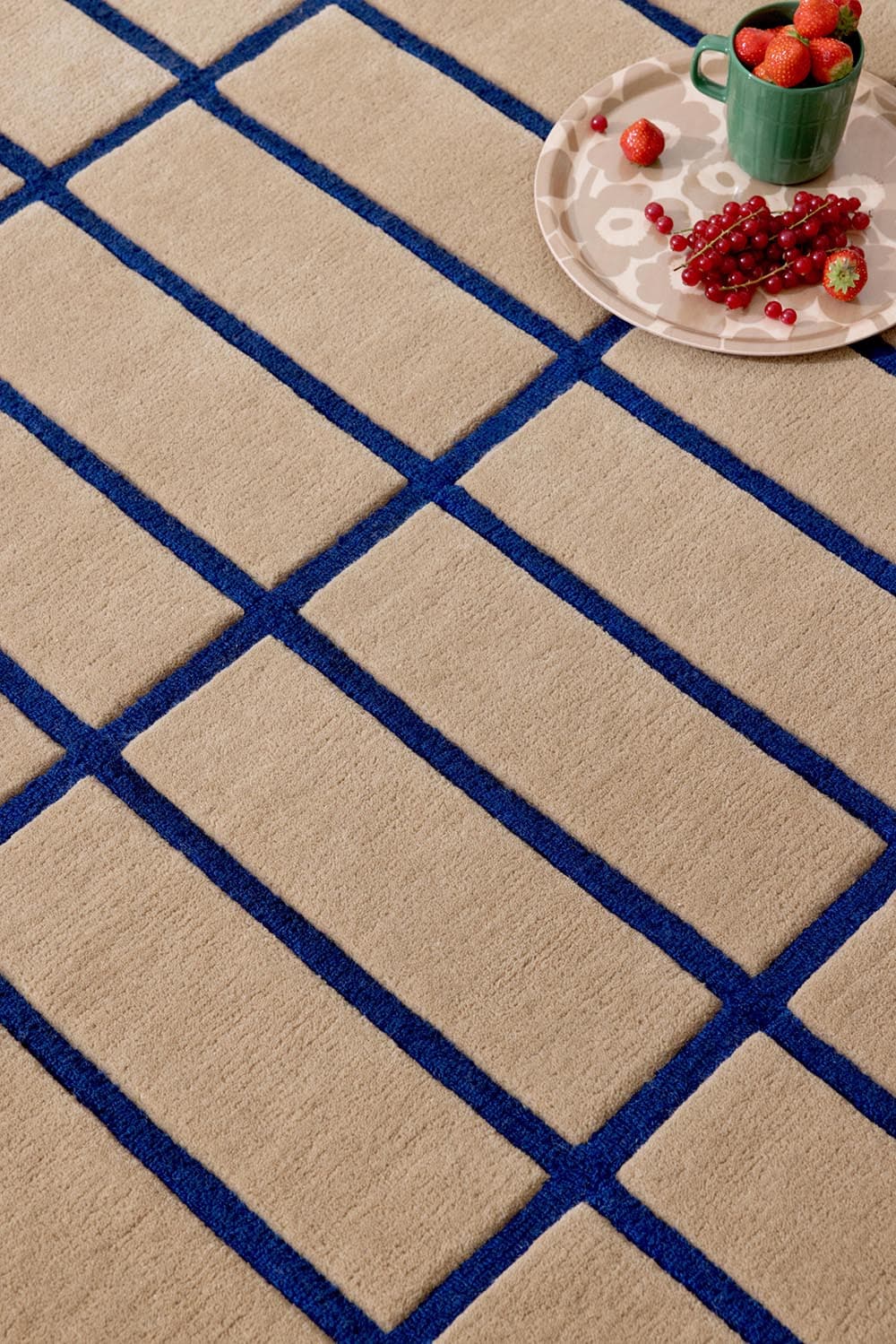 Rug Tiliskivi Bright Blue beige, blue 140x200, wool, Marimekko - 376894