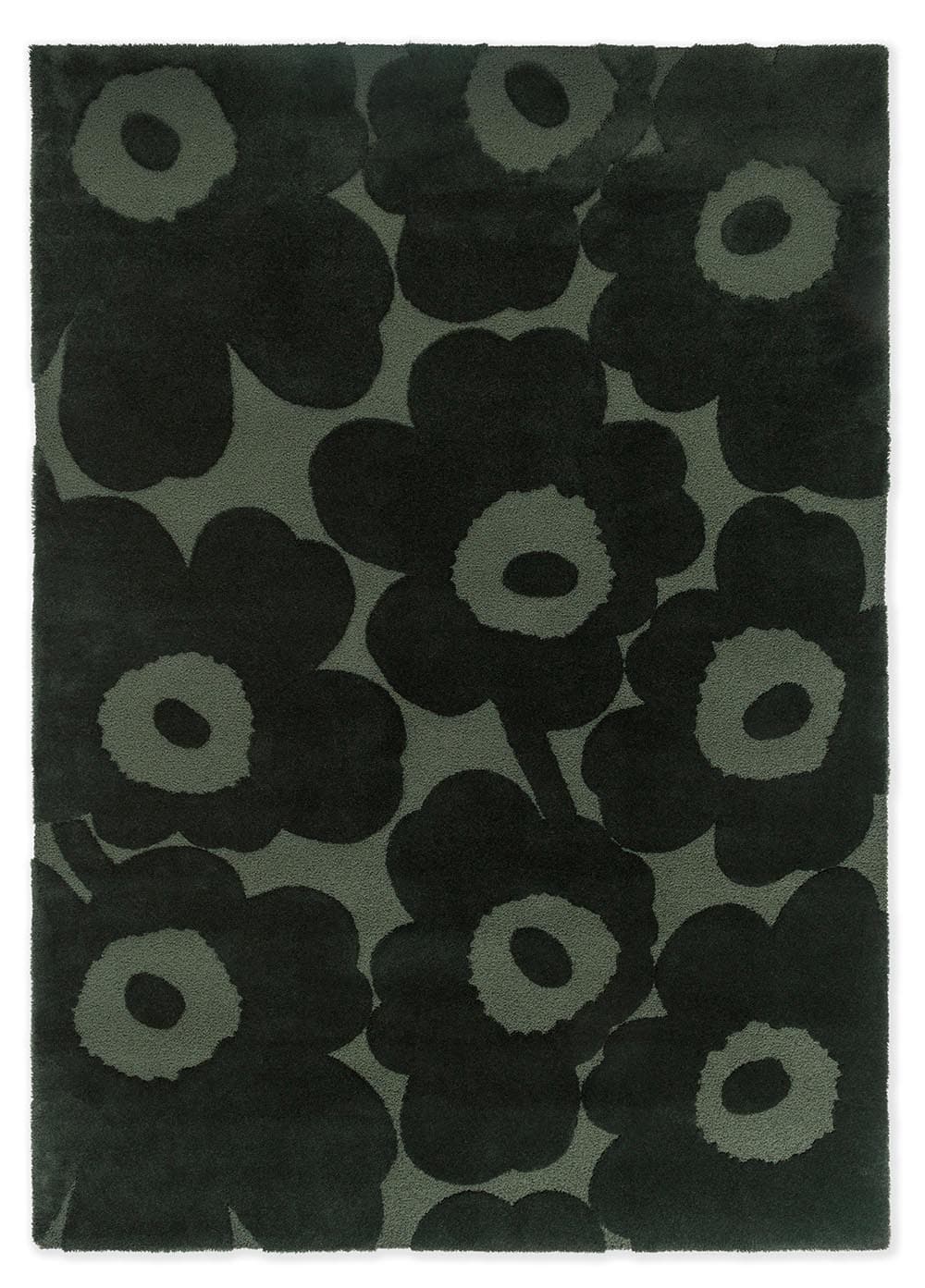 Dywan Unikko Dark Green zielony 140x200, wełna, Marimekko
