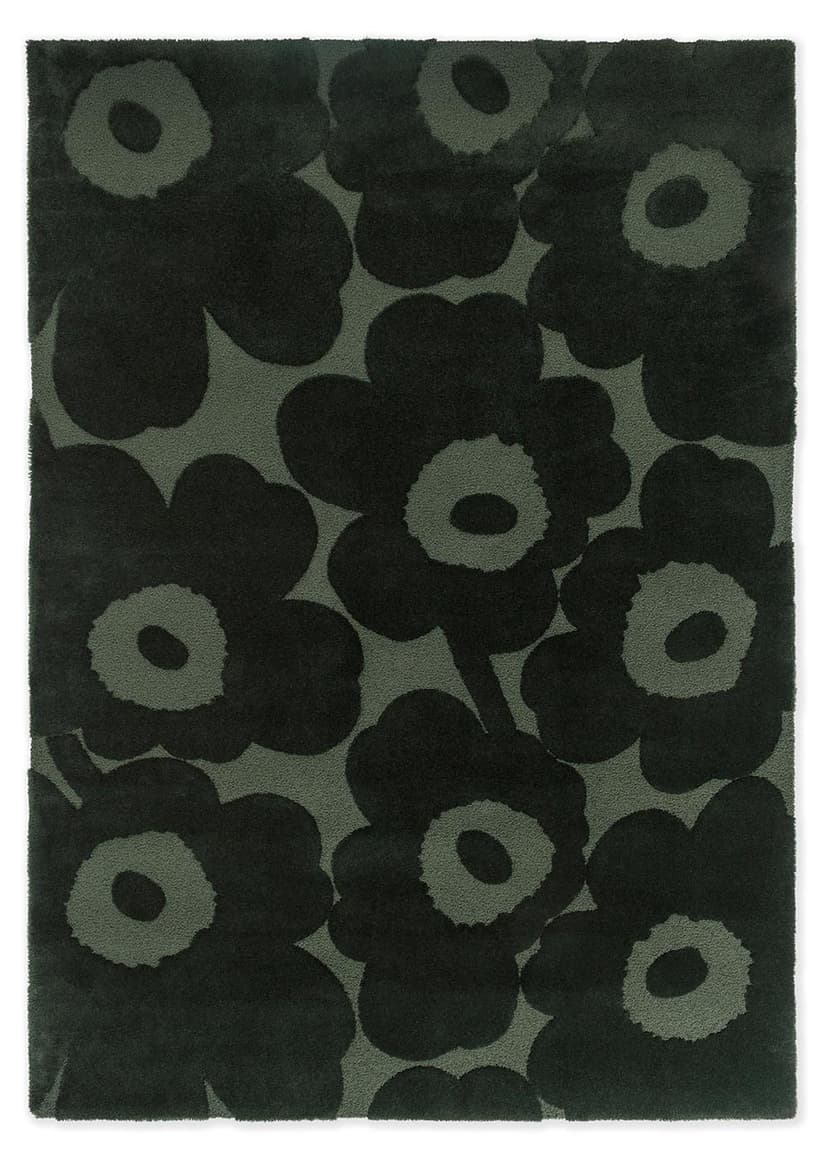 Dywan Unikko Dark Green zielony 140x200, wełna, Marimekko