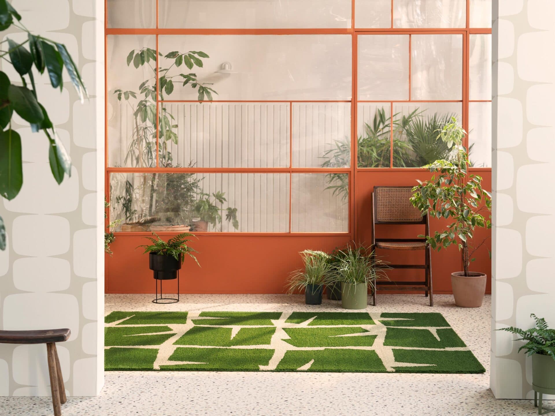 Outdoor rug Moqui Green, beige, green, 140x200 cm, Scion Living - 377076