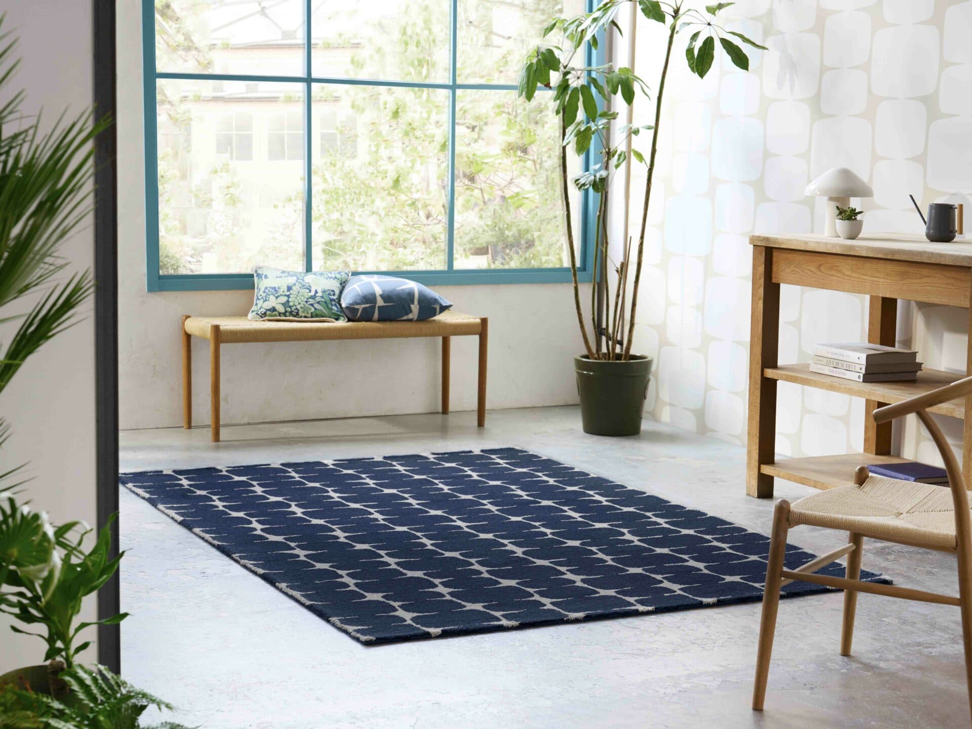Rug Little Lohko Indigo, navy blue, 200x280 cm, wool, Scion Living - 377144