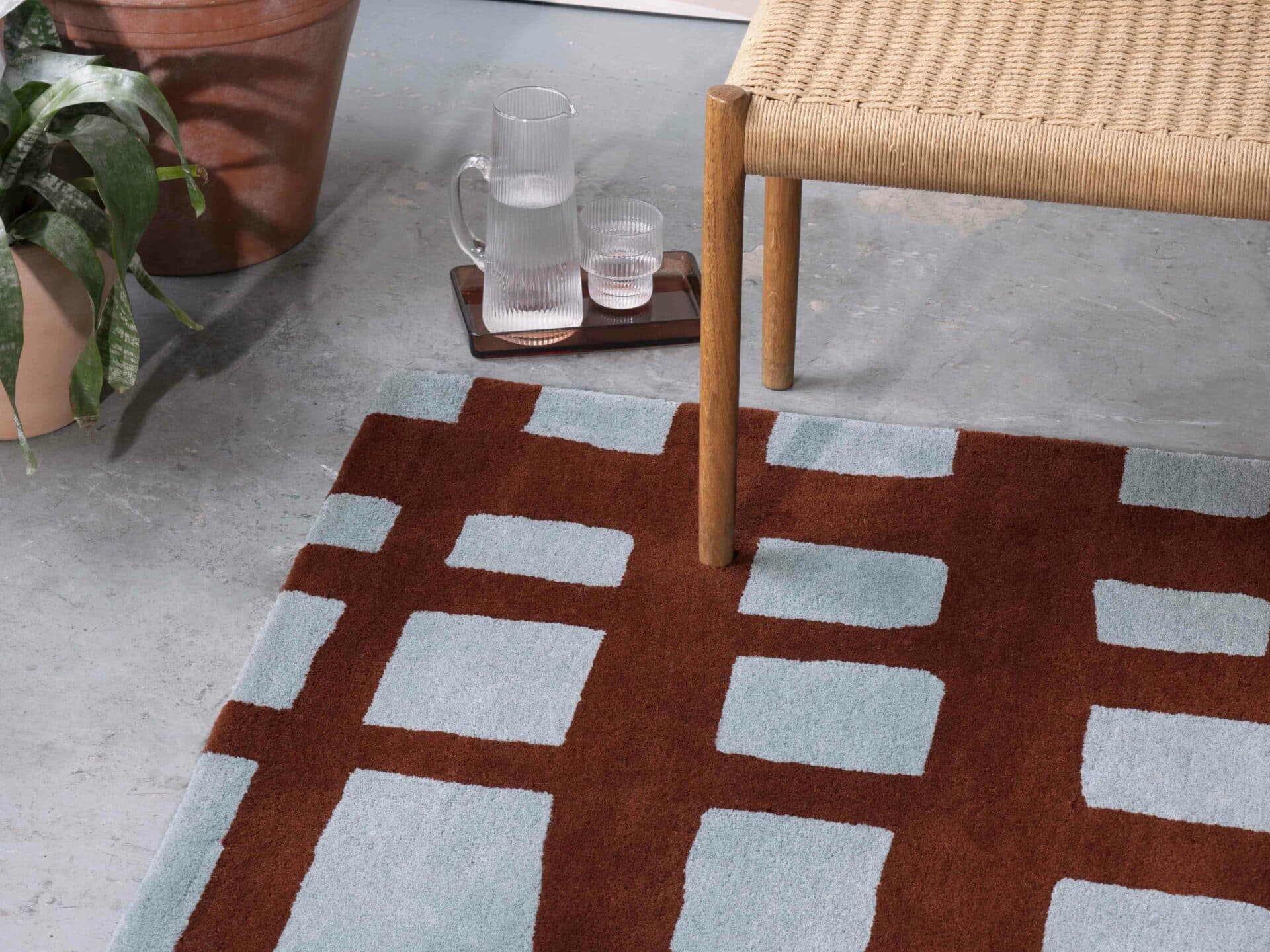 Rug Arlo Brick, beige, orange, turquoise, 250x350 cm, wool, Scion Living - 377178