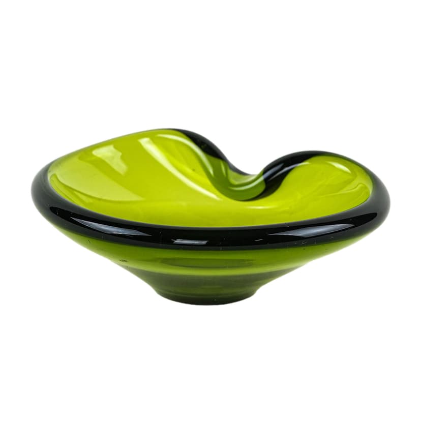 Dish Holmegaard, green glass, Denmark, 1970s.