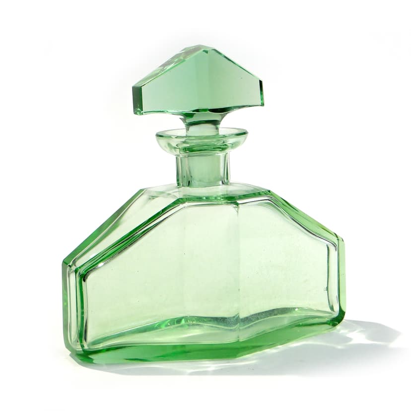 Decanter, green crystal, Moser, Czechia, 1930s