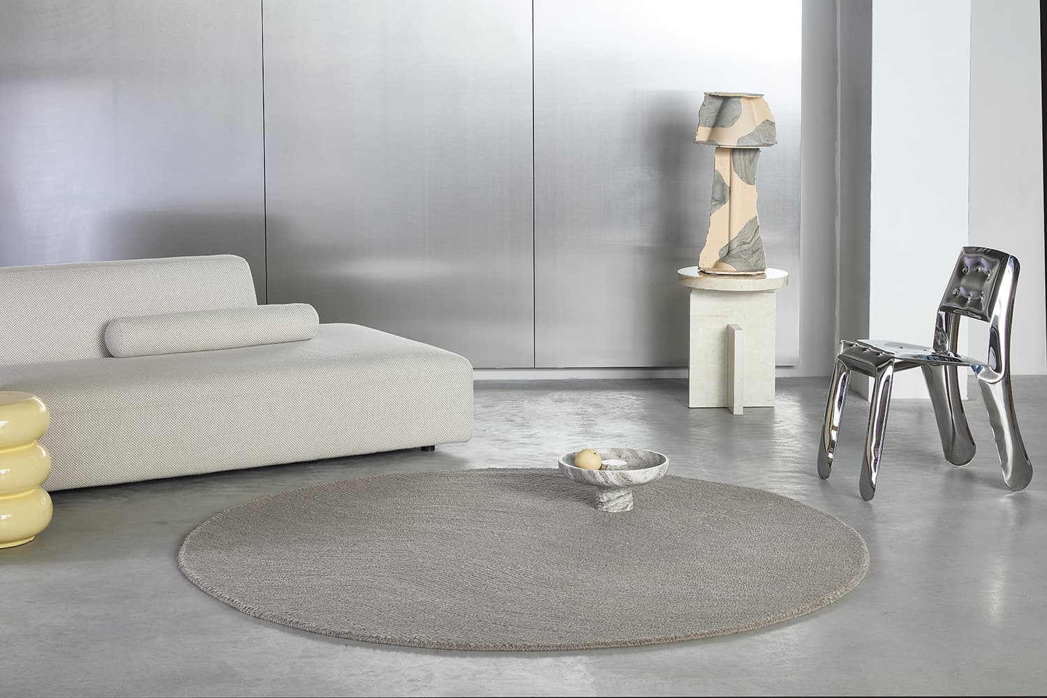 Rug Decor Echo Pebble Round grey 150x150, wool, Brink&Campman - 378274