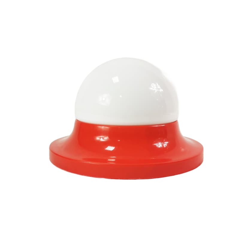Lampa Space Age, plastik czerwony, szkło białe, Polska, lata 60.