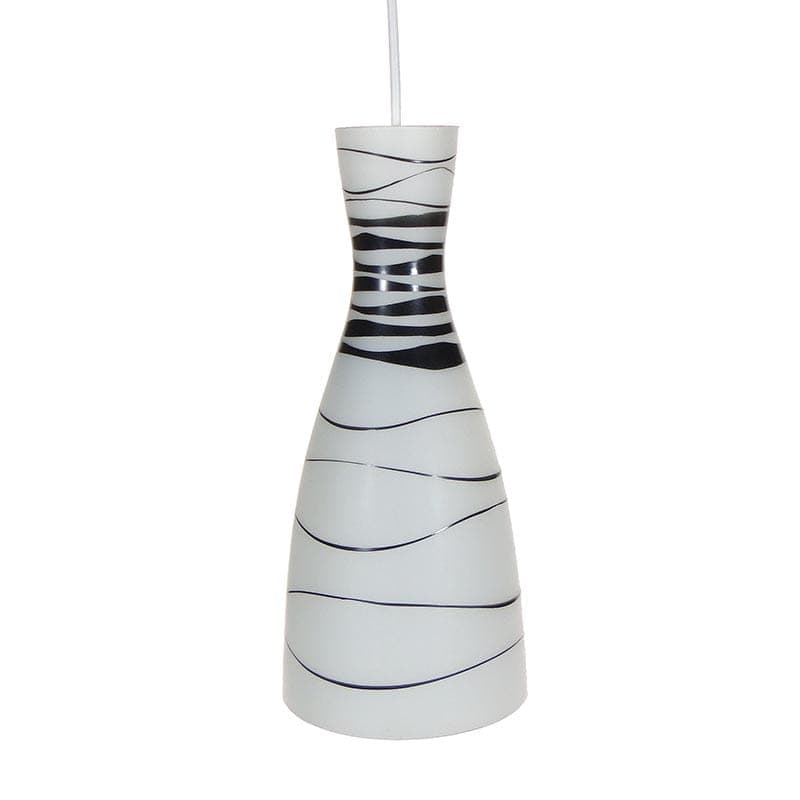 Lampa wisząca Brusel, szkło biały czarny, proj. J. A. Junek, Czechosłowacja, lata 60.