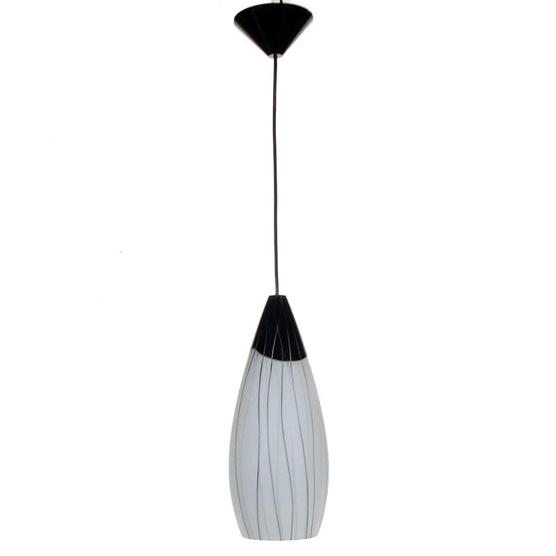 Lampa wisząca Brusel, szkło biały czarny, proj. J. A. Junek, Czechosłowacja, lata 60.