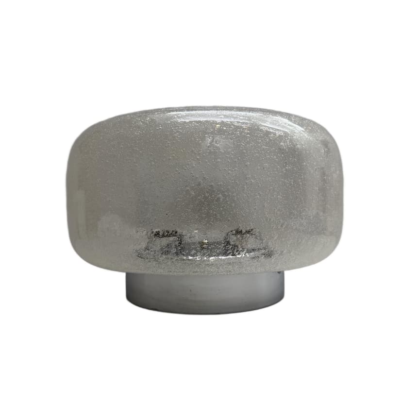 Ceiling Lamp Space Age, clear soda glass, silver chromed steel, Hillebrand, Germany, 1970s.