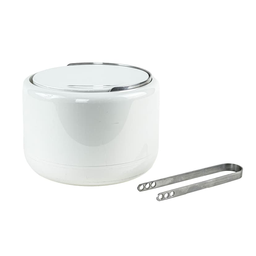 Ice bucket Stelton, white plastic, silver stainless steel, Denmark, 1970s.