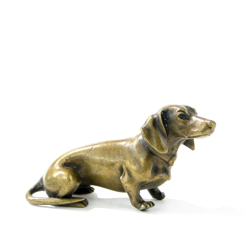 Figurka gabinetowa jamnik, wiedeński brąz, brązowy, brąz, XIX w.