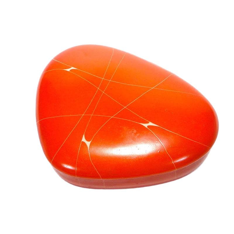Bonbonniere New Look, orange red beige, porcelain stoneware, Chodzież, Poland, 1960s.