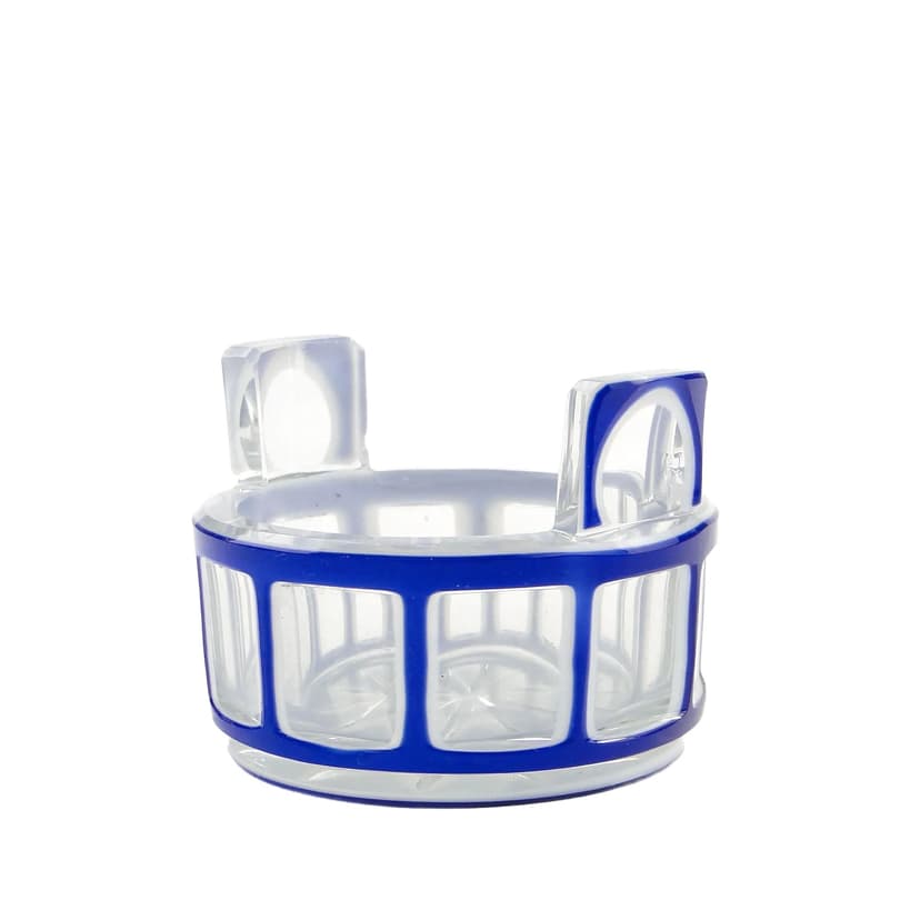 Salt cellar Biedermeier, blue clear glass, Poland, 19th century