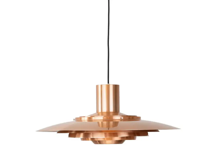Lampa wisząca P376, miedź, proj. P. Fabricius, J. Kastholm, Nordisk Solar, Dania, lata 60.