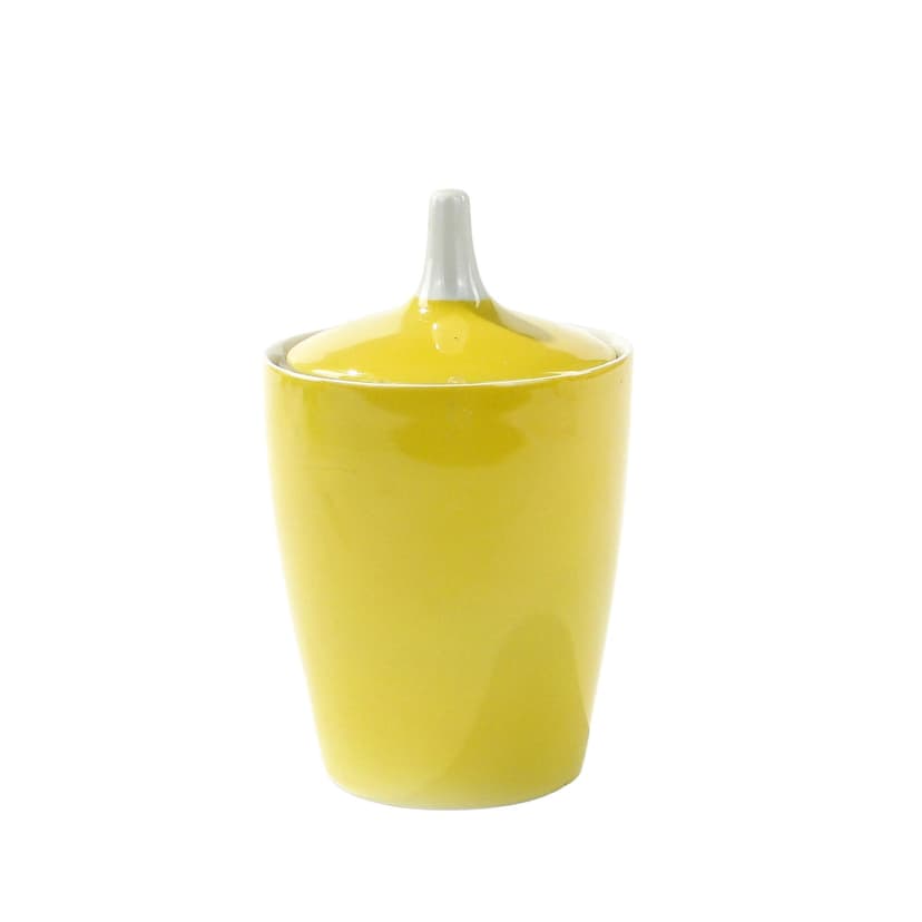 Sugar Bowl Goplana, yellow white porcelain, by W. Potacki, Ćmielów, Poland, 1950s