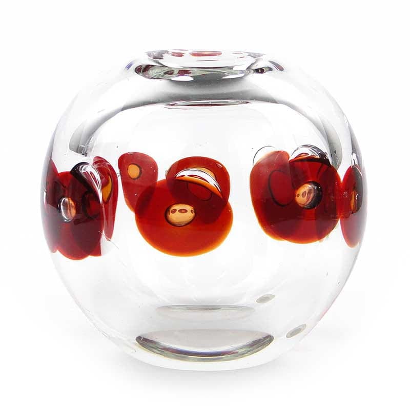 Vase, clear red orange yellow glass, by P. Stejskal, Skrdlovice, Czechoslovakia, 1970s.