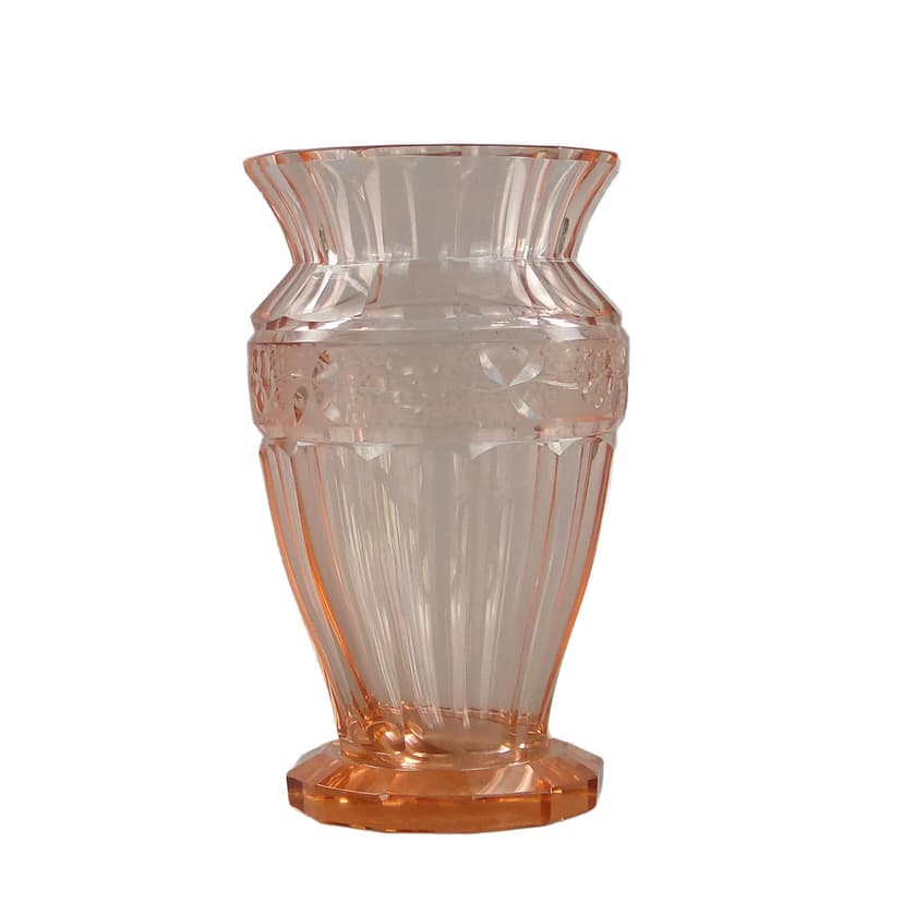 Vase Rosaline, pink clear crystal, Moser, Czechia, 1920s.