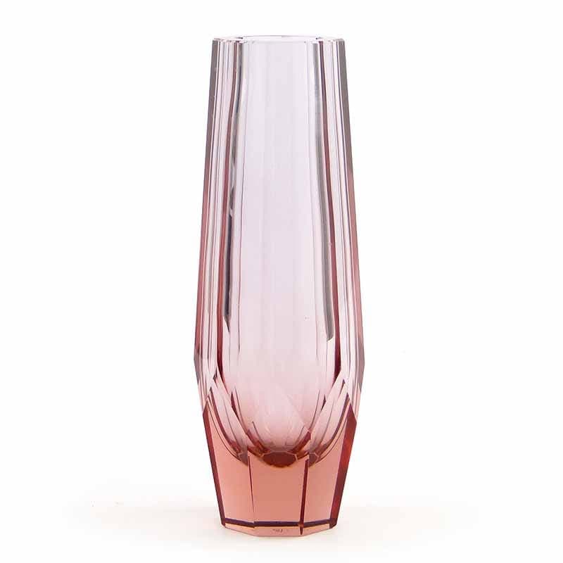 Vase Art Deco, pink transparent crystal, Moser, Czechia, 1920s