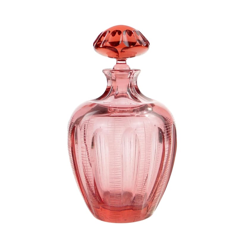 Decanter Beryl, pink crystal, by I. Pastrankova, Moser, 1950s