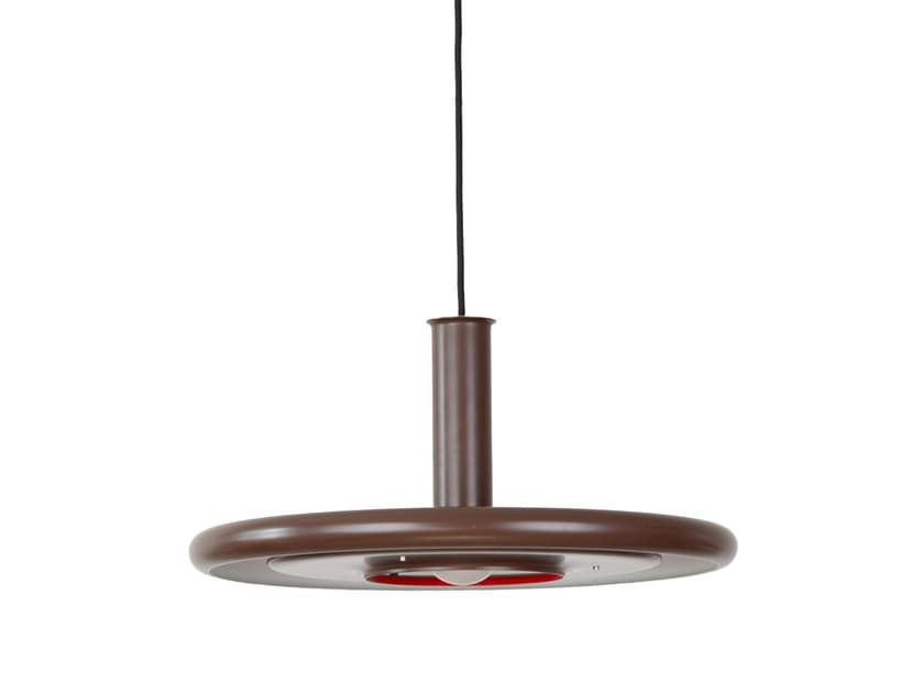 Pendant lamp Optima, brown metal, by H. Due, Fog & Mørup, Denmark, 1970s.