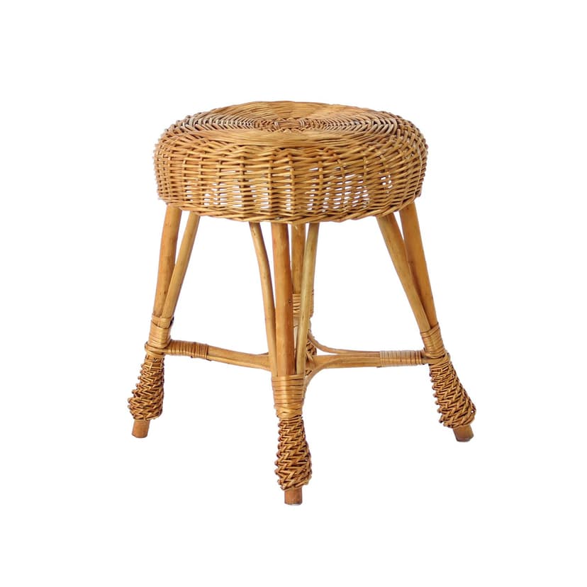 Stool, brown rattan, Czechoslovakia, 1960s