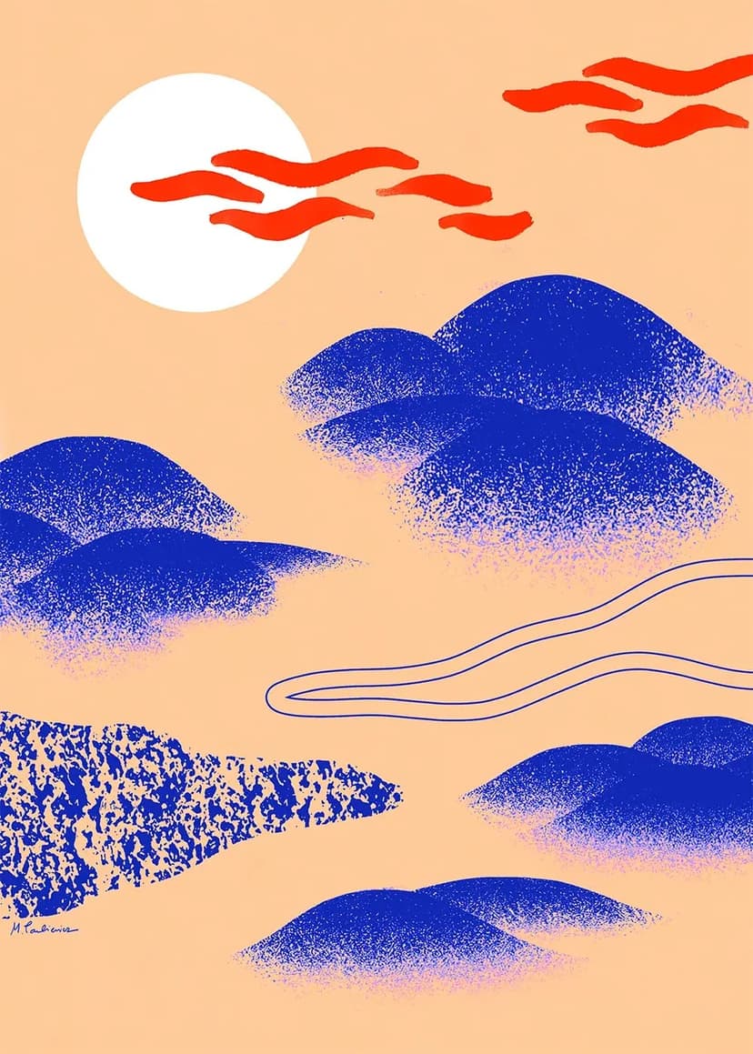 Poster Japanese Hills 50x70, by M. Pankiewicz, Paper Collective