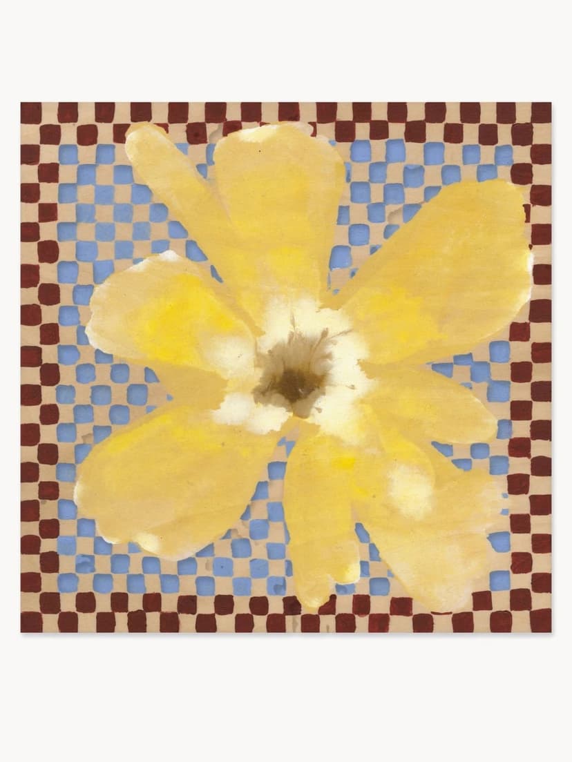 Poster Flower with Checks 03 50x50, by L. Greenberg, Paper Collective