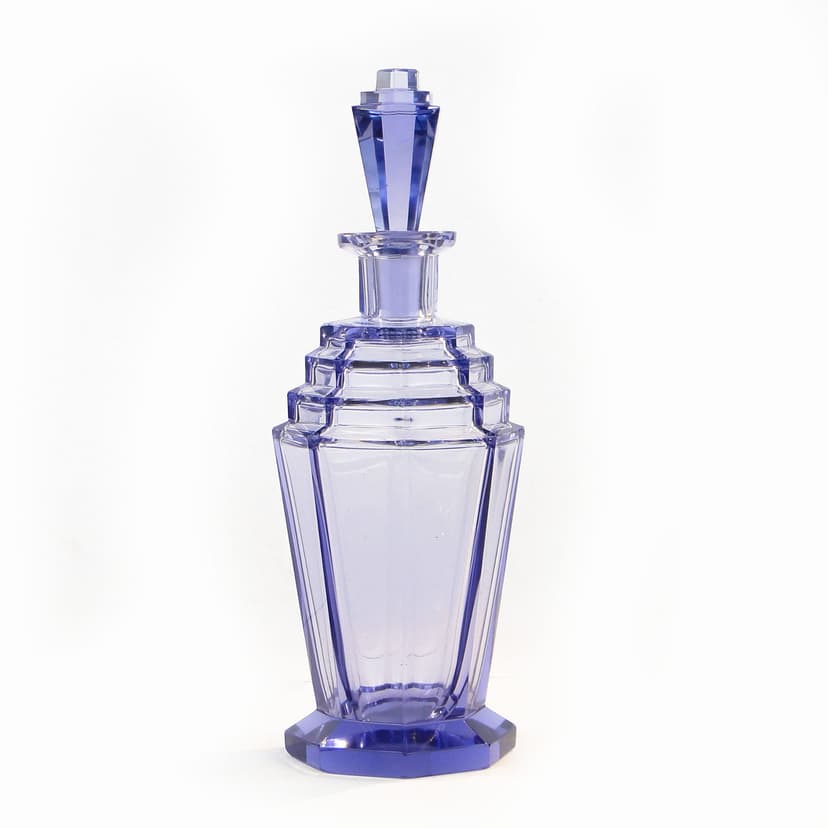 Decanter Art Deco, lavender crystal, by J. Hoffmann, 1920s