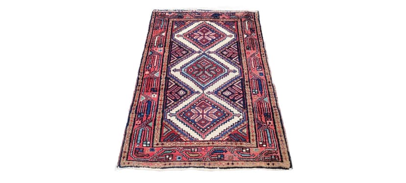 Rug Hamadan, 80x134 cm, red wool, white cotton, Iran, early 20th c.