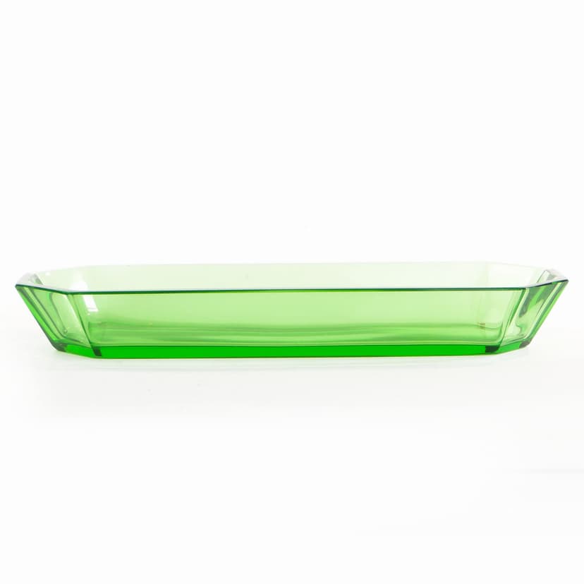 Jewelry Tray Art Deco, green crystal, Moser, Czechoslovakia, 1930s