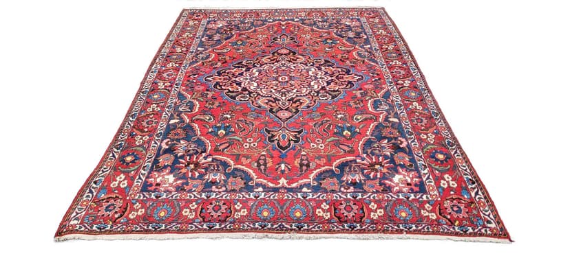 Persian rug Bakhtiari 215x315cm, red blue white green yellow, wool cotton, Iran, early 20th c.