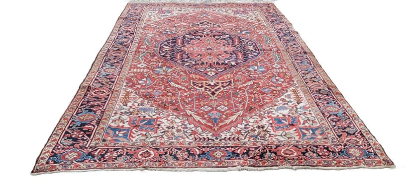 Rug Heriz, 230x360 cm, red blue, wool cotton, Iran, 19th c.