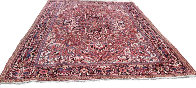 Rug Heriz, 380x300 cm, red blue, wool cotton, Iran, early 20th c.