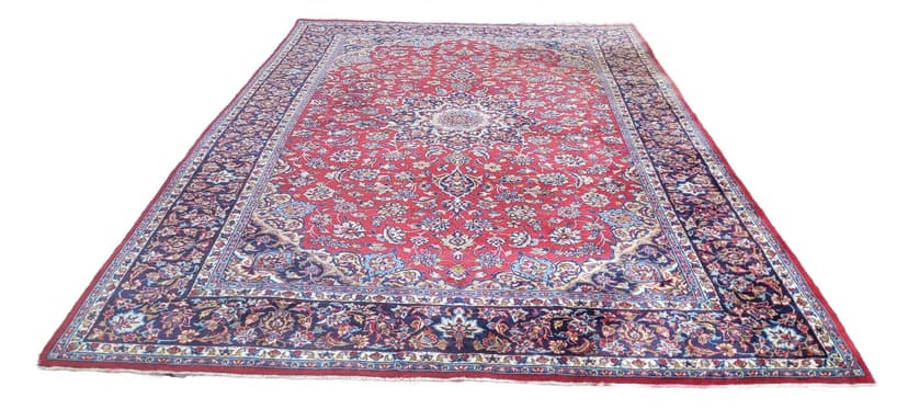 Rug Keshan, 260x360 cm, red blue, wool cotton, Iran, 1970s.