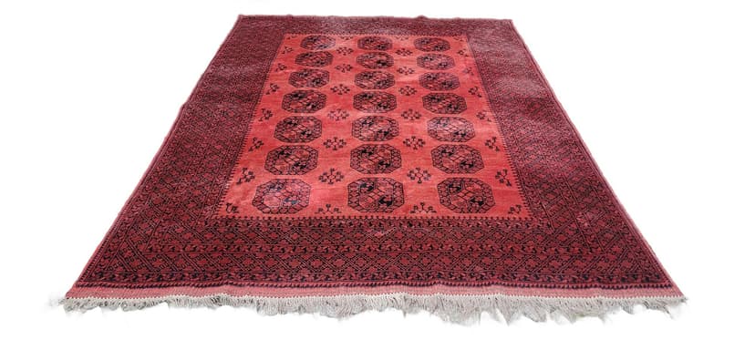 Rug Afghan, 205x290 cm, red black, wool, Afghanistan, 1990s.
