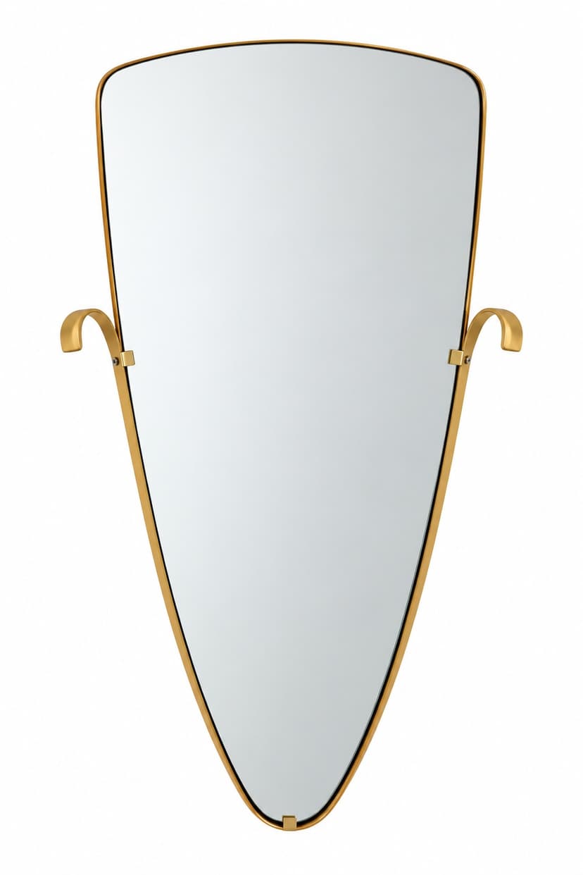 Wall Mirror Rockabilly, glass, gold metal, Germany, 1970s.