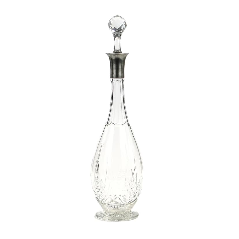 Wine Decanter, Belle Époque, clear crystal, silver, France, 19th c.