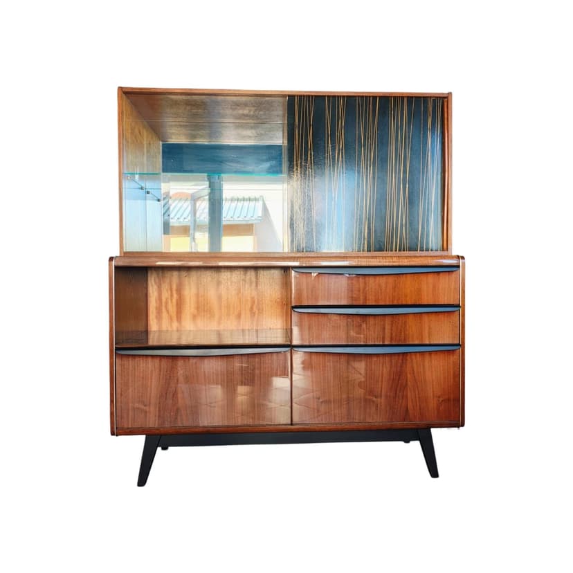 Sideboard, walnut brown, veneered wood black, by H. Nepožitek & B. Landsman, Jitona, Czechoslovakia, 1960s.