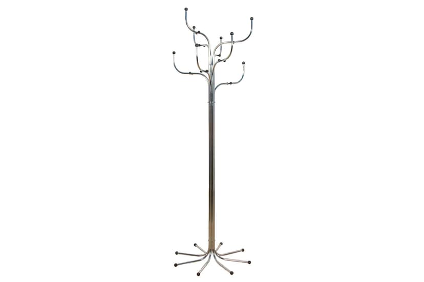 Wieszak podłogowy Coat Tree, stal chromowana srebrna, plastik czarny, proj. S. Werner, Fritz Hansen, Dania, XXI w.