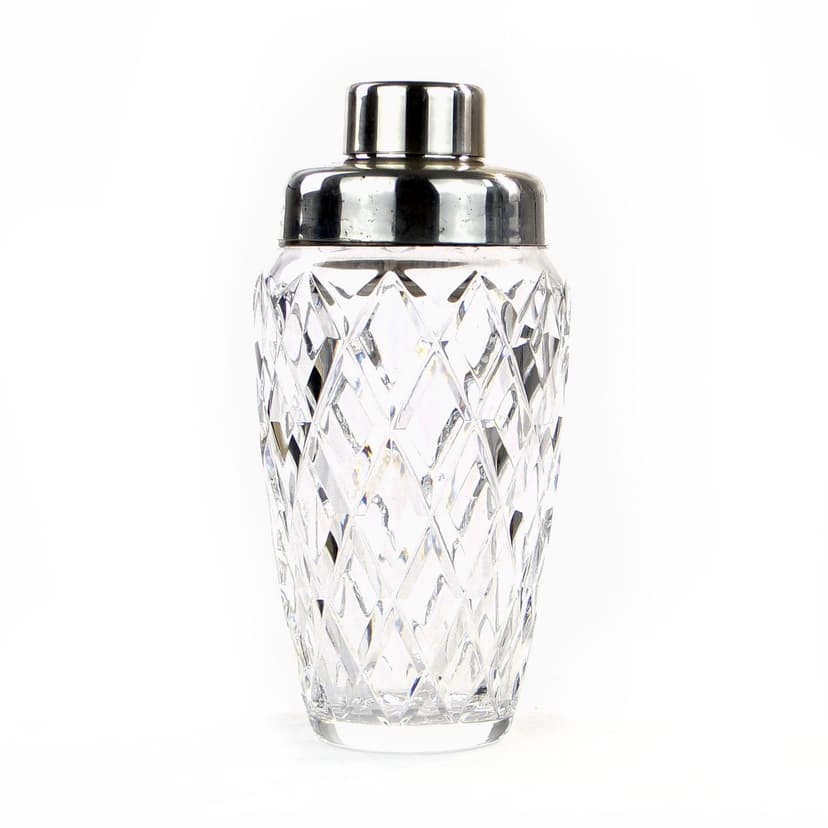 Shaker do drinków Art Deco, kryształ transparentny, metal srebrny, WMF, Niemcy, lata 50.