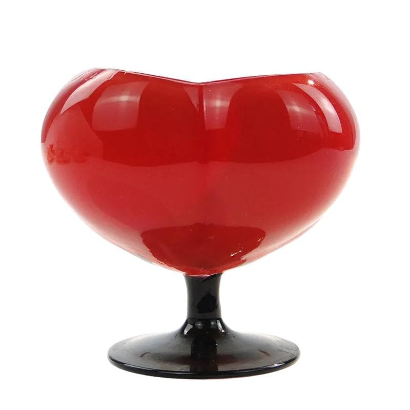 Vase, heart, red and black glass, Czechoslovakia, 1950s.