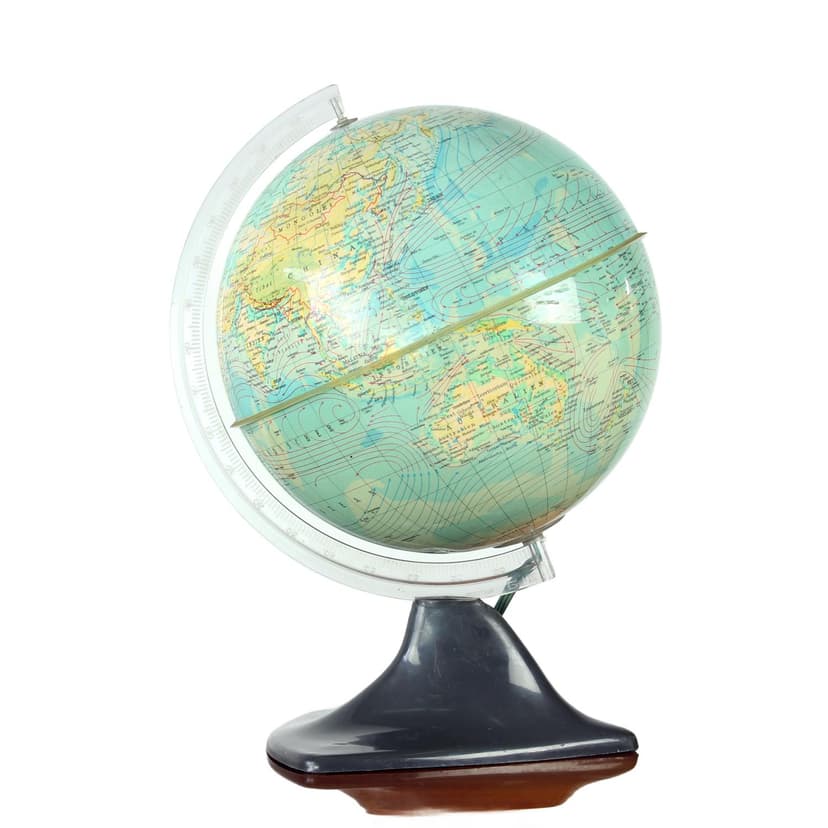 Illuminated globe, blue plastic, Czechoslovakia, 1960s.