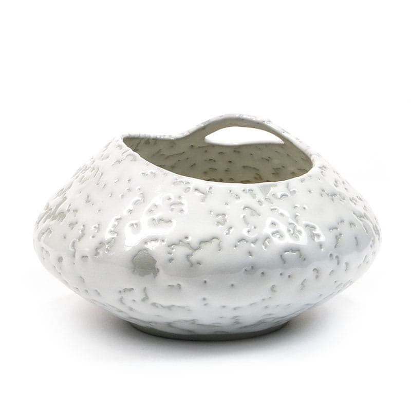 Vase New Look, white grey stoneware, by W. Gołajewska, Poland, 1960s.