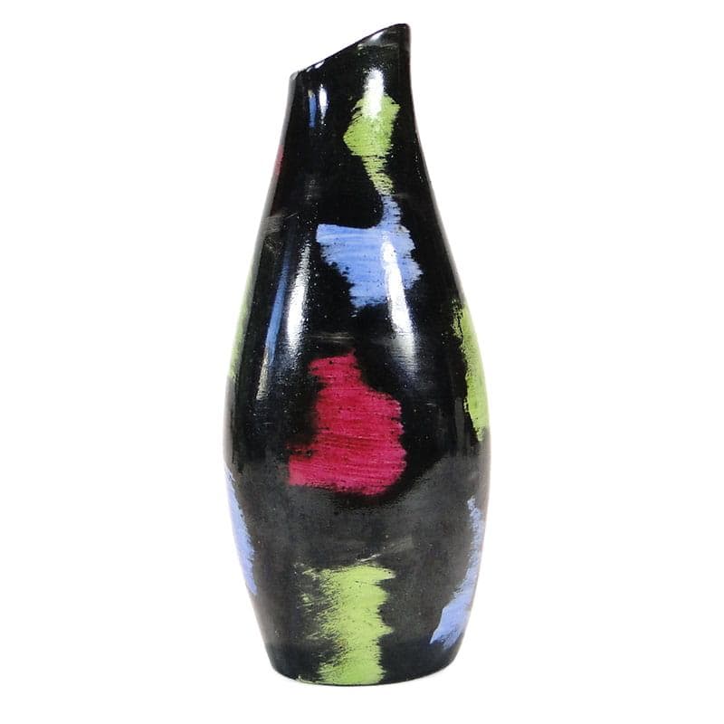 Vase, black painted porcelain, by Z. Przybyszewska, Pruszków, Poland, 1960s