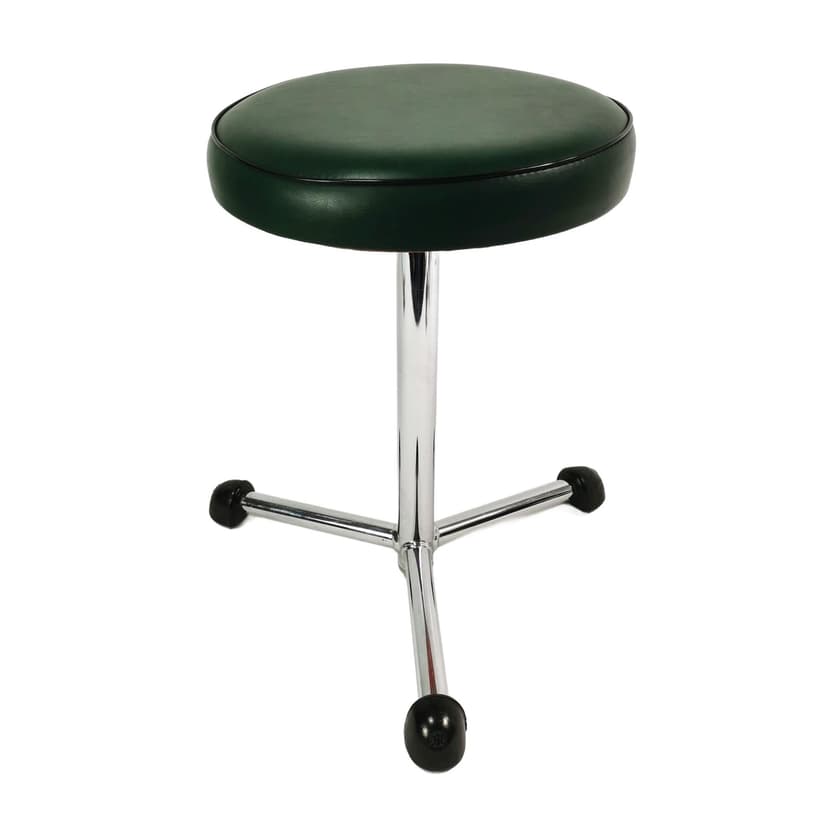 Taboret Bauhaus, skóra ekologiczna zielona, stal chromowana, Maquet, Niemcy, lata 50.