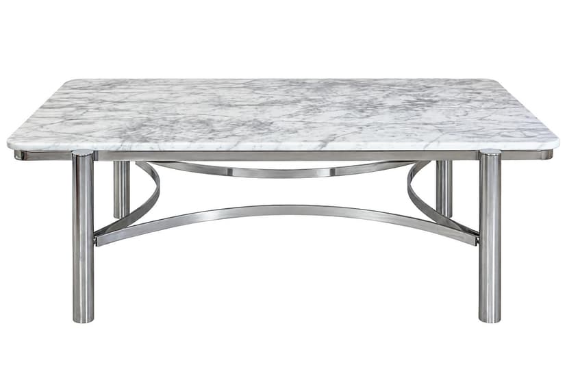 Ława Bianco Carrara, marmur biały, stal chromowana srebrna, Włochy, lata 70.